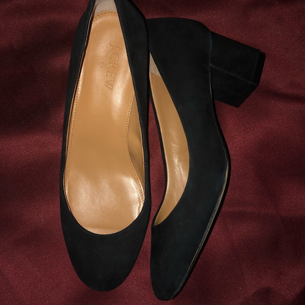 Black suede pumps